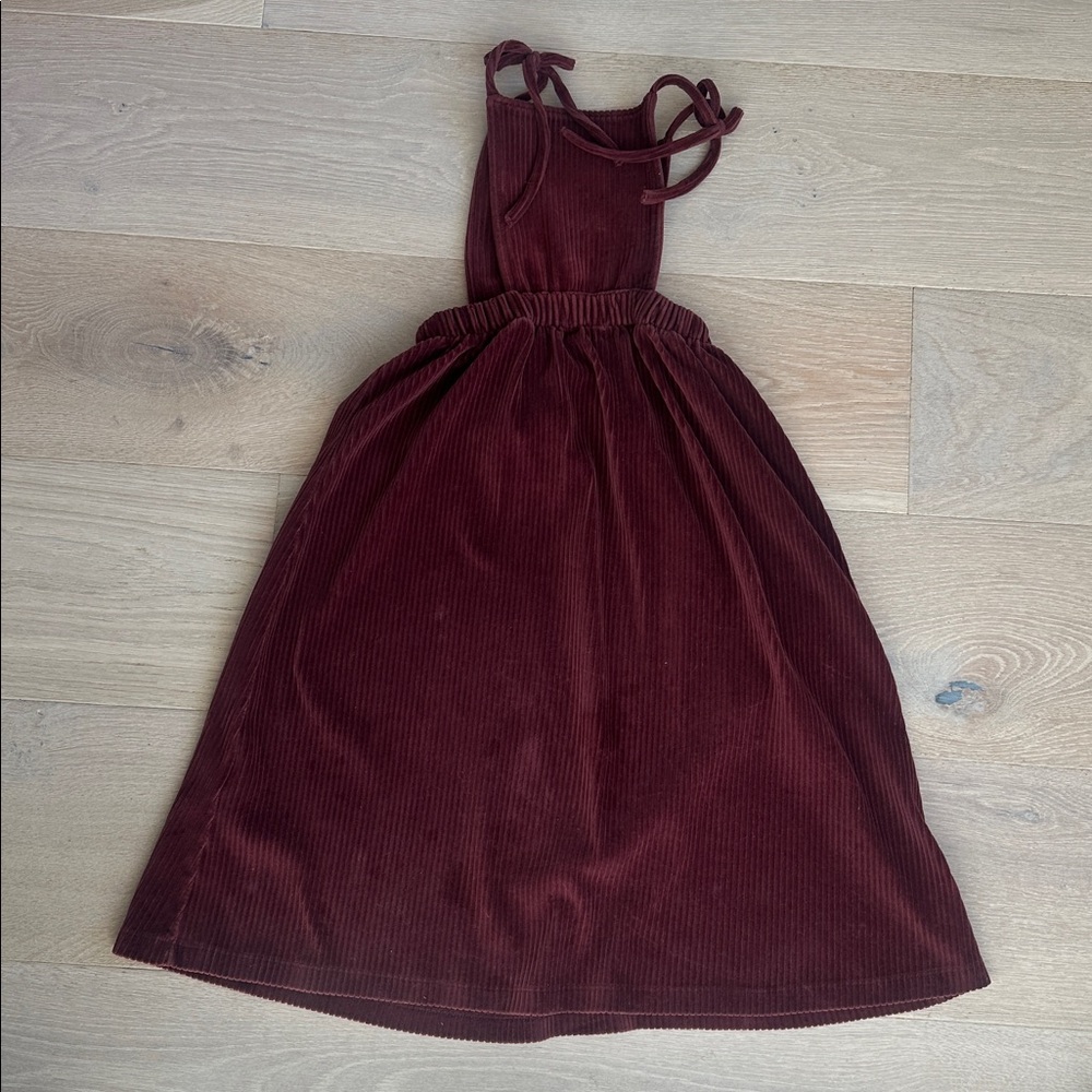 Bebe organic girls corduroy pinafore Burgundy Kids Dress sz 8 - Picture 4 of 6